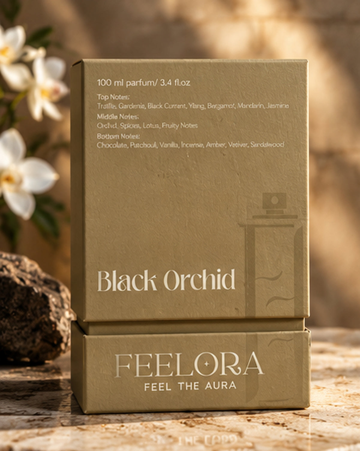Feelora Black Orchide Eau de Parfum - Dark Floral Luxury Parfum, 100 ML