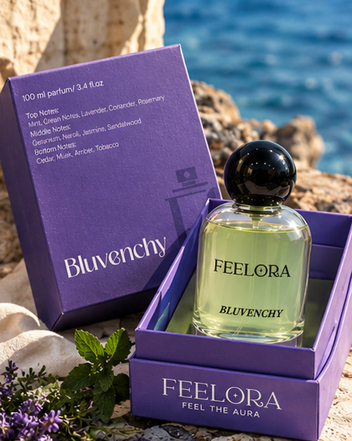 Feelora Bluvenchy Eau de Parfum - Fresh Spicy Woody Parfum, 100 ML