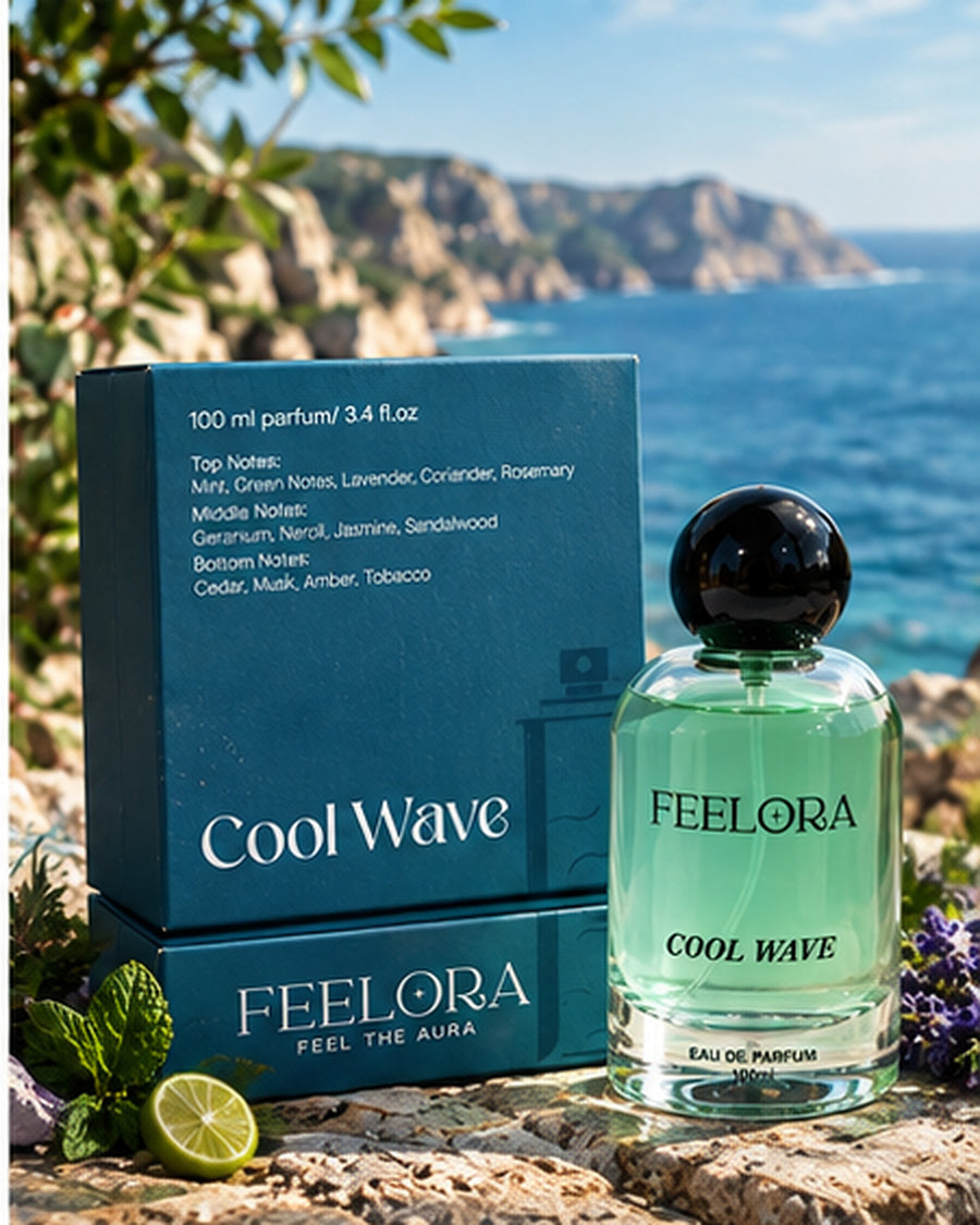Feelora Coolwave Eau de Parfum - Fresh Aquatic Premium Parfum, 100 ML