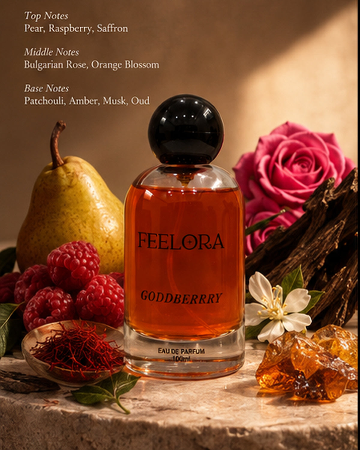 Feelora Godberry Eau de Parfum - Warm Vanilla Premium Parfum, 100 ML