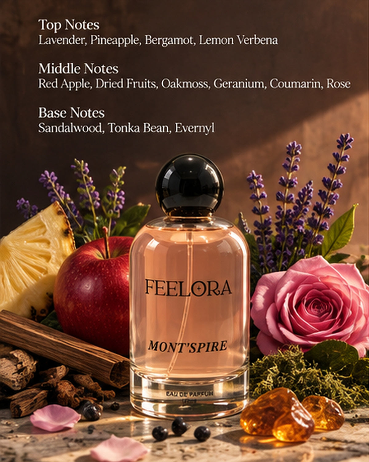Feelora Montspire Eau de Parfum - Fresh Aquatic Woody Parfum, 100 ML
