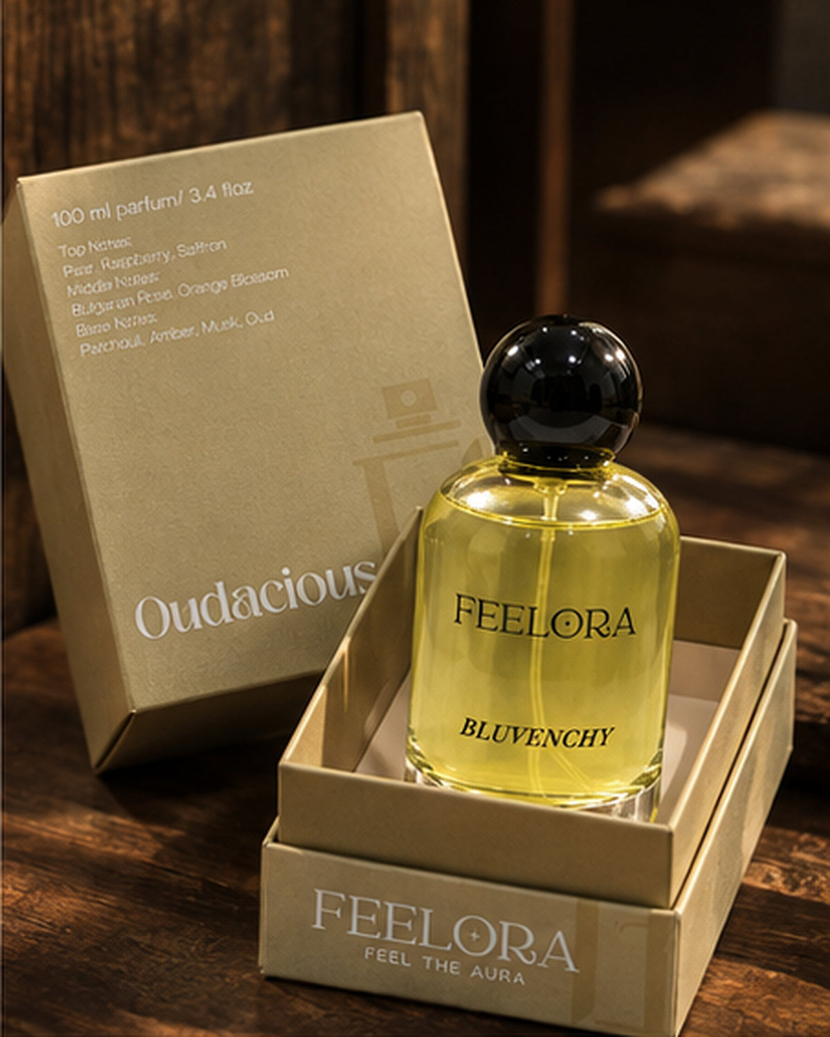 Feelora Oudacious Eau de Parfum - Oud & Woody Luxury Parfum, 100 ML