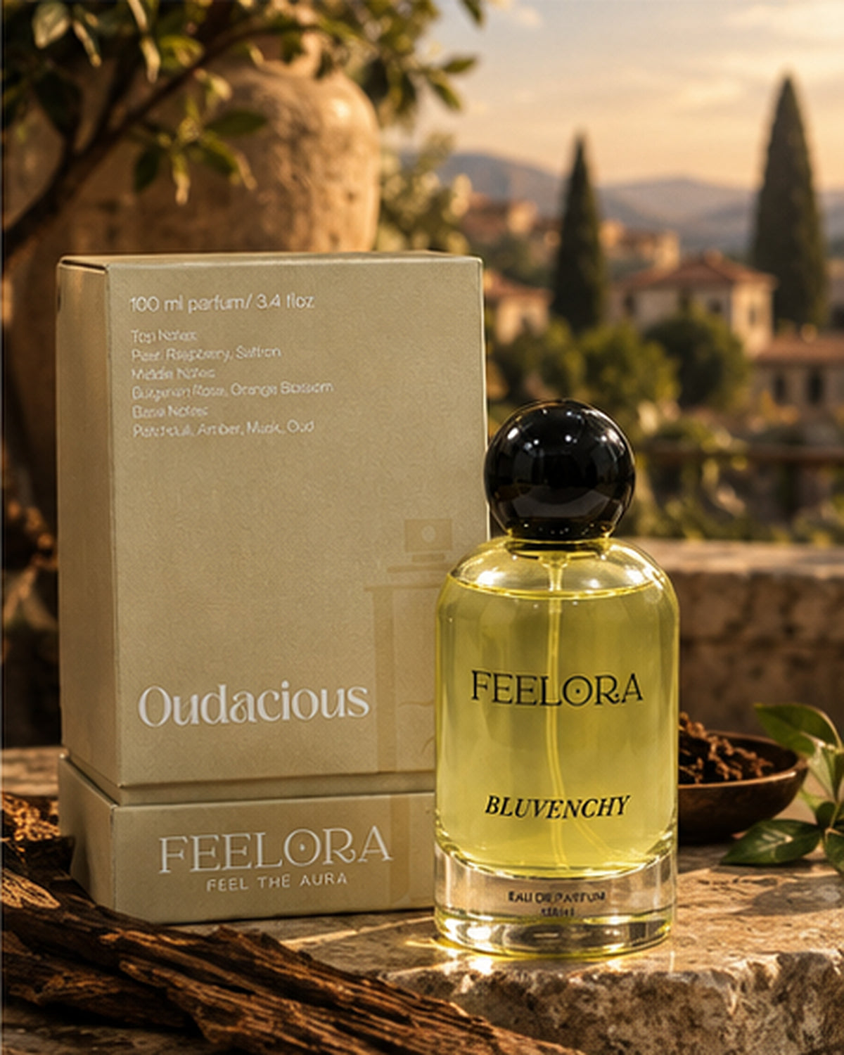 Feelora Oudacious Eau de Parfum - Oud & Woody Luxury Parfum, 100 ML